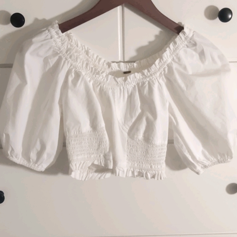 Free People Off the Shoulder White Blouse